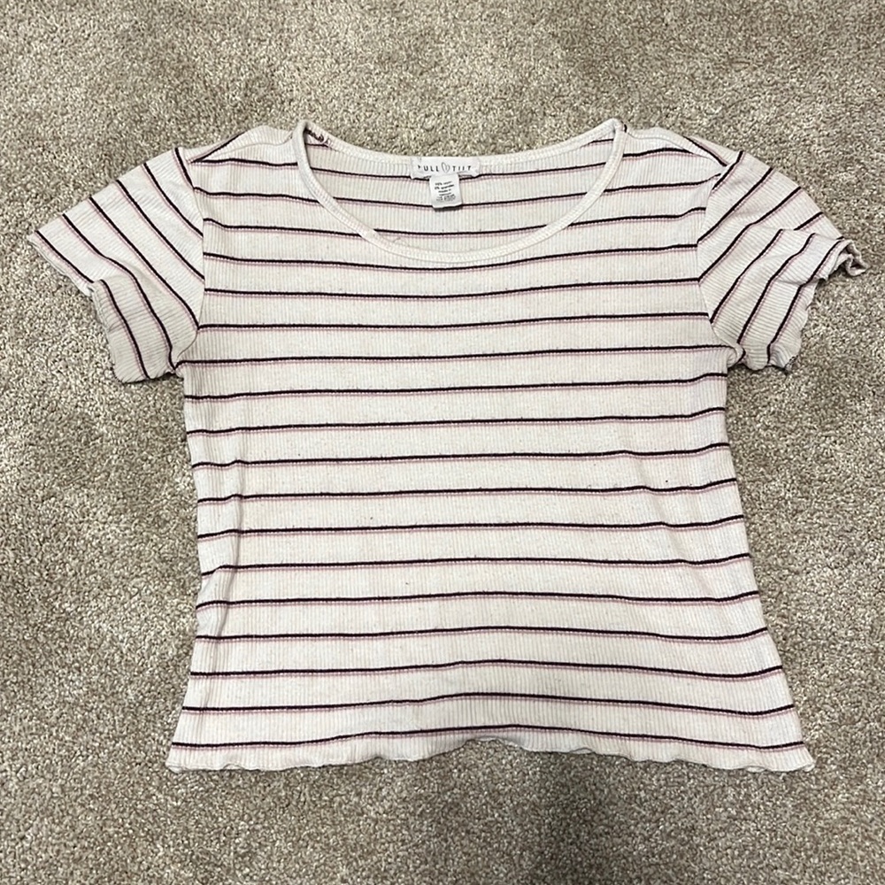 light and dark purple striped crop top